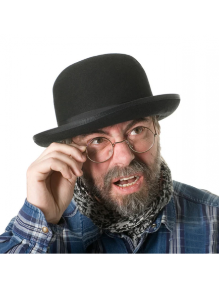 Siyah Renk Yetişkin Boy Retro Bowler Derby Şapkası 58 cm