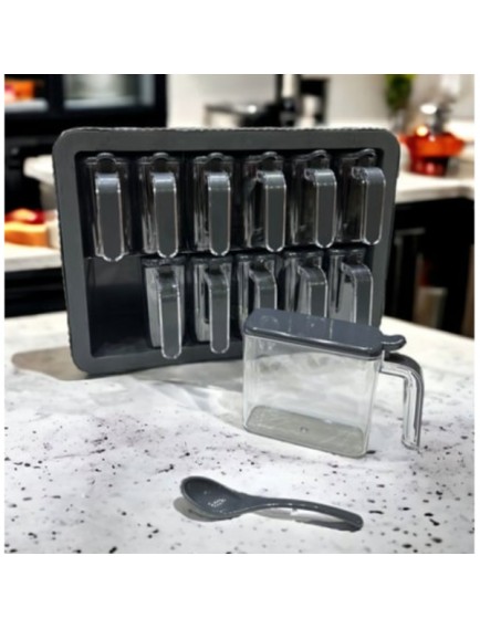 12'li Standlı Kaşıklı Baharatlık Seti