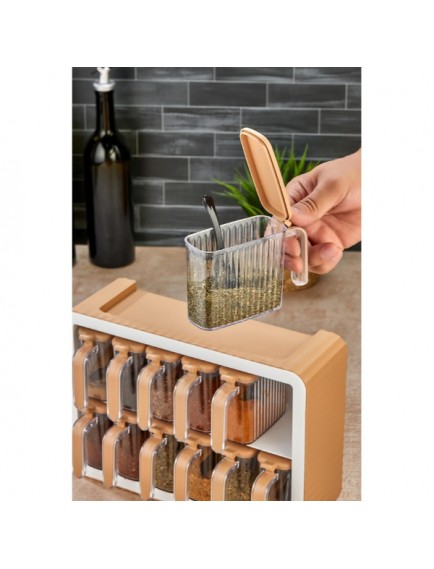 12'li Standlı Kaşıklı Baharatlık Seti