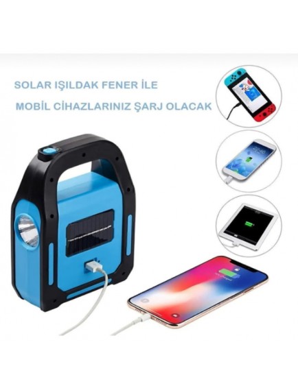 Güneş Enerjili Işıldak ve Powerbank Özellikli Kamp Lambası