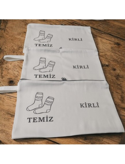 Baskılı Kirli-Temiz Seyahat (Çorap) Torbası