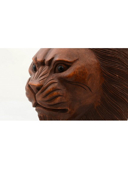 Maun Ağacı El Yapımı Dekoratif Aslan Büstü