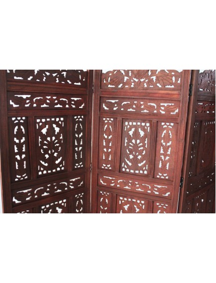 Ahşap Maun Rengi El Oyması Paravan