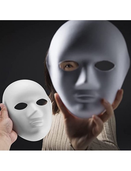 Beyaz Renk Boyanabilir Anonim Tam Yüz Cosplay Maske 24x18 cm