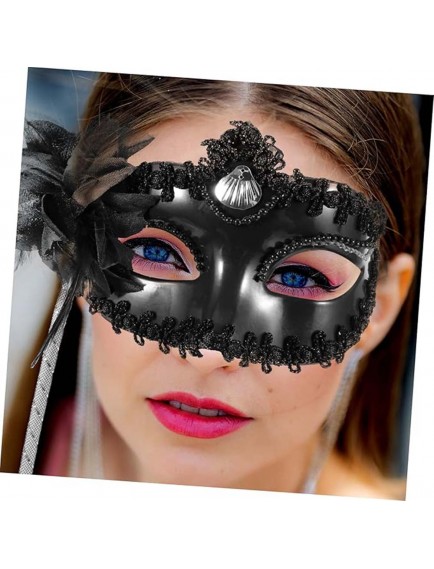 Siyah Işıltılı Tutmalı Fotoğraf Çekimi Maskesi