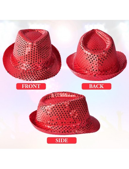 Kırmızı Payetli Fötr Şapka Yetişkin Boy