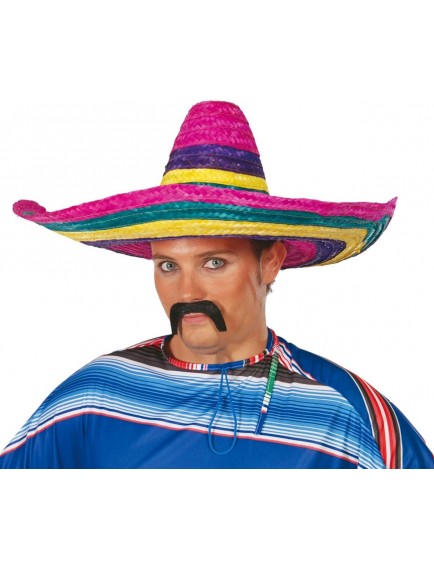Sombrero Meksika Şapkası Renkli Örme Hasır Yetişkin Boy