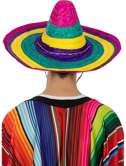 Sombrero Meksika Şapkası Renkli Örme Hasır Yetişkin Boy