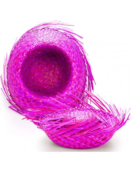 Tropikal Parti Fuşya Hasır Hawaii Şapkası