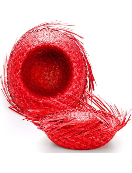 Tropikal Parti Kırmızı Hasır Hawaii Şapkası