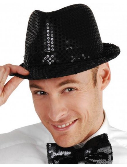 Siyah Payetli Fötr Şapka Yetişkin Boy