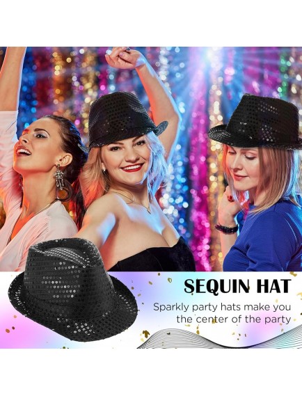 Siyah Payetli Fötr Şapka Yetişkin Boy