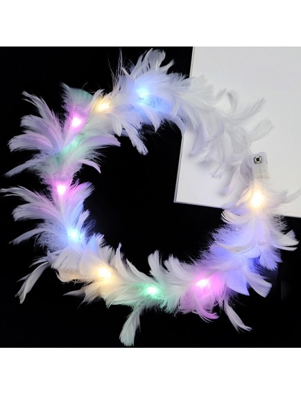 Led Işıklı RGB 3 Fonksiyonlu Otrişli Parti Tacı Beyaz Renk