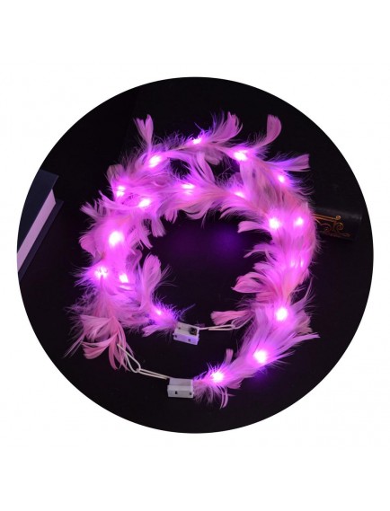 Led Işıklı RGB 3 Fonksiyonlu Otrişli Parti Tacı Pembe Renk