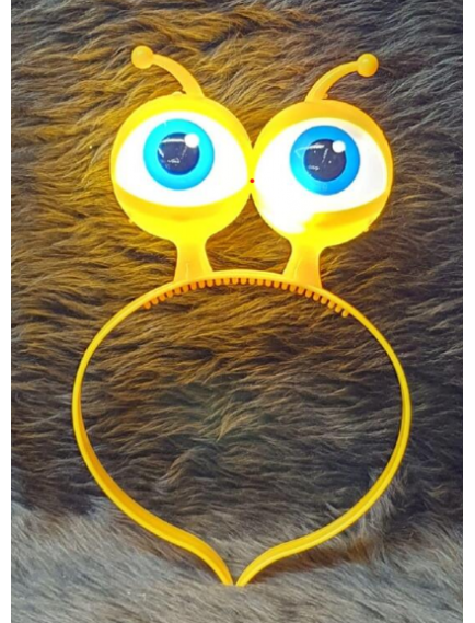 Led Işıklı & Pilli Uzaylı Göz Parti Tacı Sarı Renk