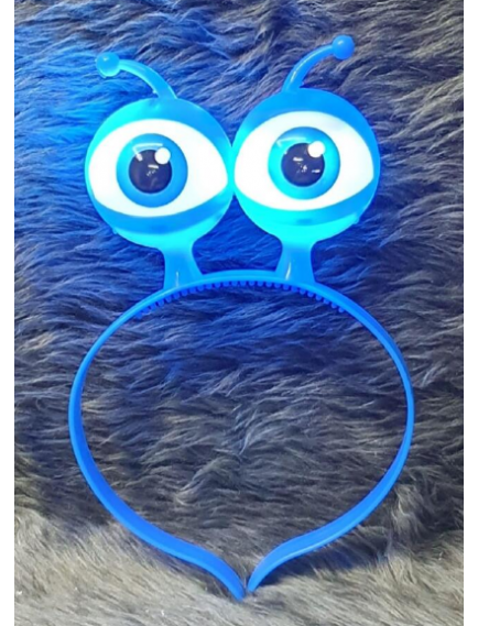 Led Işıklı & Pilli Uzaylı Göz Parti Tacı Mavi Renk