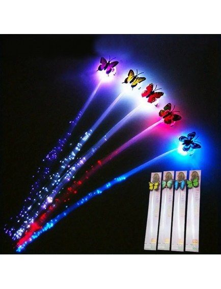 Led Fiber Optik Işıklı Kelebek Saç Klipsi