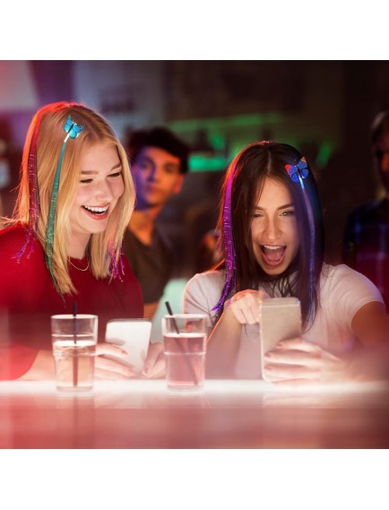 Led Fiber Optik Işıklı Kelebek Saç Klipsi