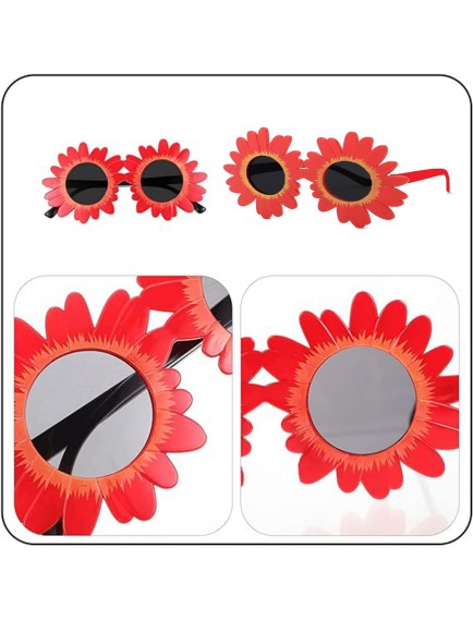 Kırmızı Renk Papatya Şekilli Parti Gözlüğü