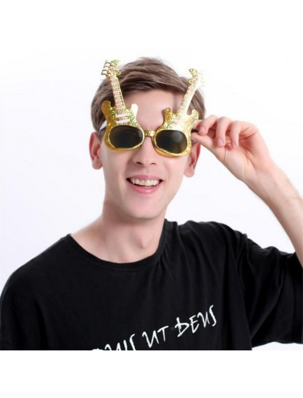 Altın Renk Gitar Şekilli Parti Gözlüğü