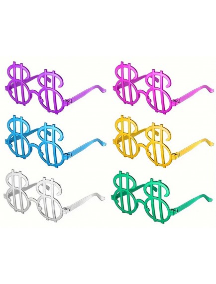 Dolar Şekilli Metalize Parti Gözlüğü 6 Adet