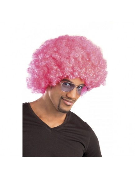 Pembe Renk Kıvırcık Afro Bonus Parti Peruğu