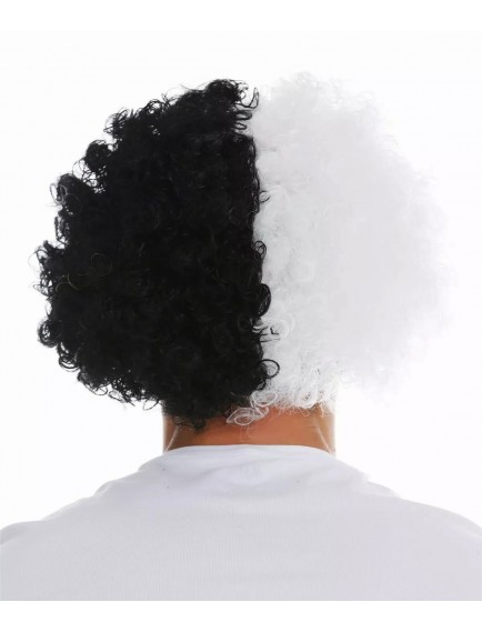 Siyah Beyaz Kıvırcık Afro Bonus Taraftar Peruğu