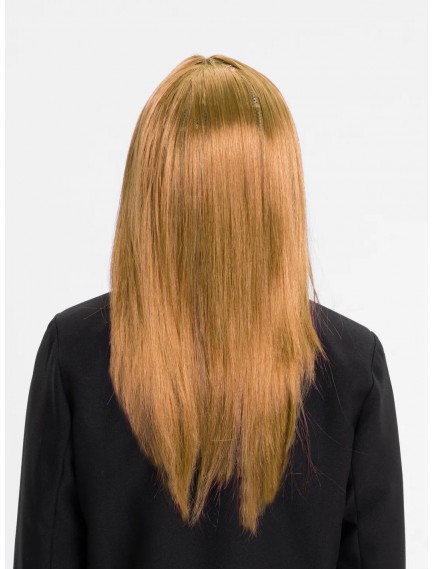 Altın Renk Düz Kesim İçi Astarlı Uzun Parti Peruğu