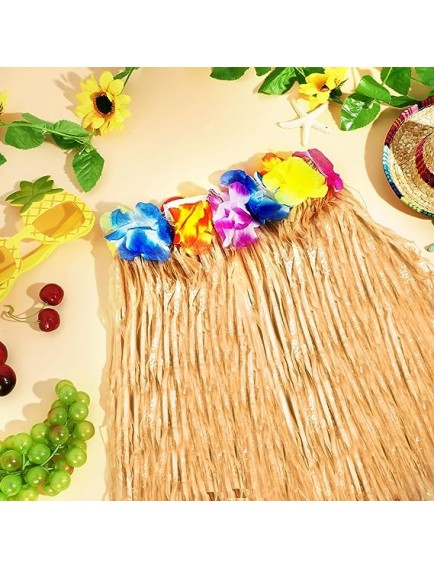 Yetişkin ve Çocuk Uyumlu Saman Renk Hawaii Etek 12 Adet