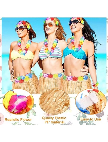 Yetişkin ve Çocuk Uyumlu Saman Renk Hawaii Etek 12 Adet