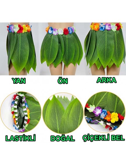 Tropikal Esintili Yapraklı Parti Eteği Çocuk Boy