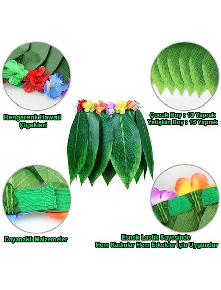 Tropikal Esintili Yapraklı Parti Eteği Çocuk Boy