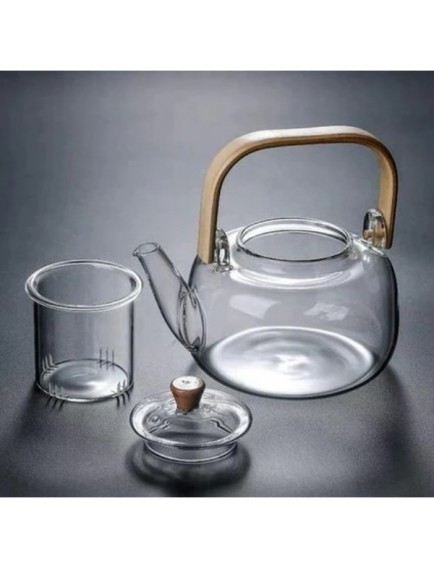 Ahşap Saplı Cam Filtreli Demlik