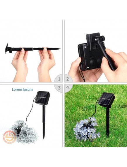 Solar 30 Ledli Çiçekli RGB Bahçe Aydınlatma Dekorasyon Güneş Enerjili