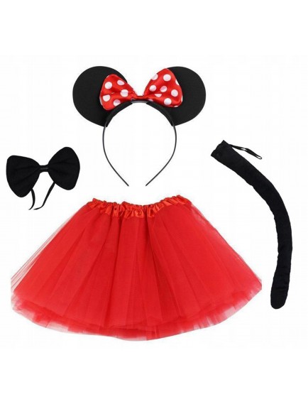 Minnie Mouse Kostüm Seti - Etek, Taç, Kuyruk, Papyon