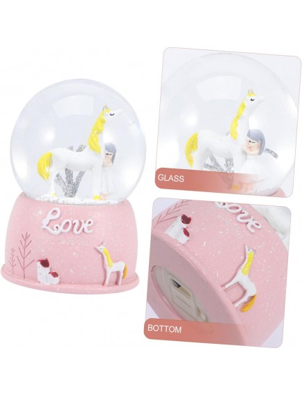 Mini Işıklı Sevimli Atlı Kız Kar Küresi