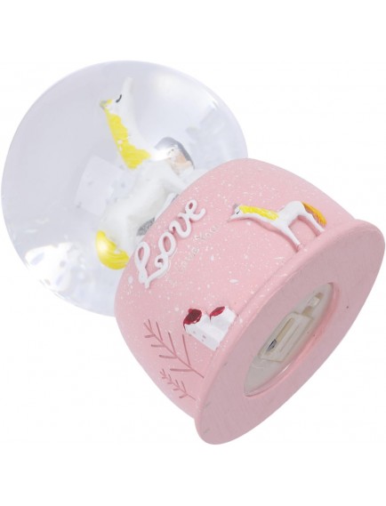 Mini Işıklı Sevimli Atlı Kız Kar Küresi