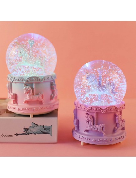 Orta Boy Müzikli Unicorn Kar Küresi