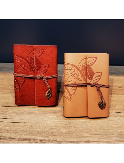 Deri Yaprak Desenli Defter Küçük Boy