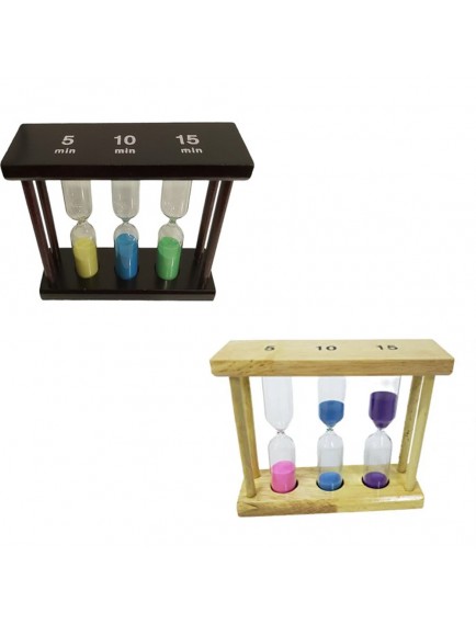 3'lü Ahşap Kum Saati 5-10-15 Dakikalık