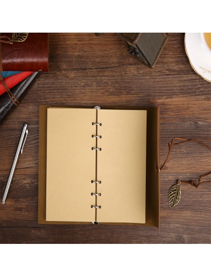 Deri Yaprak Desenli Çizgisiz Defter