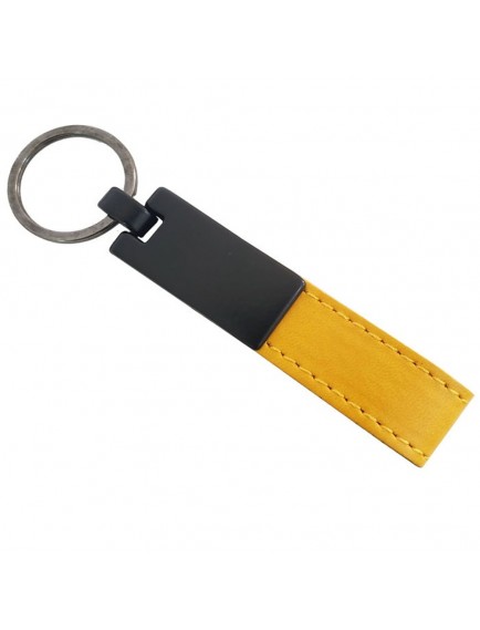 Sarı Deri Metal Anahtarlık
