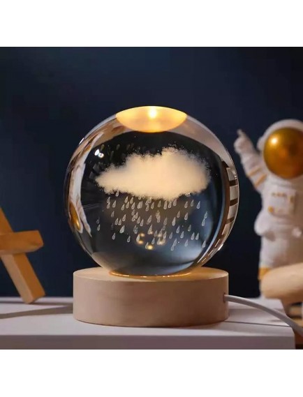 Yağmur Bulutu Tasarımlı Işıklı Cam Küre