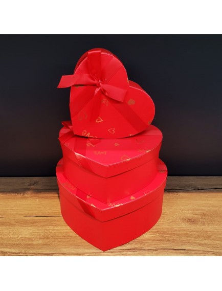 3'lü Kırmızı Kalp Hediye Kutusu
