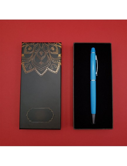 Mandala Desenli Kutulu Turkuaz Tükenmez Kalem