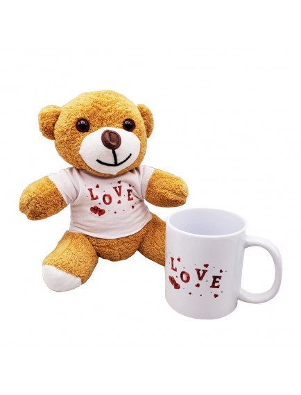 Love Baskılı Kahverengi Ayıcık Ve Kupa Hediye Seti