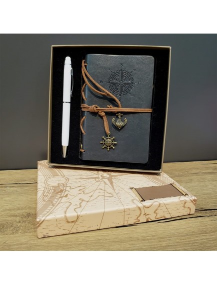 Gri Defter Ve Beyaz Kalem Kutulu Set