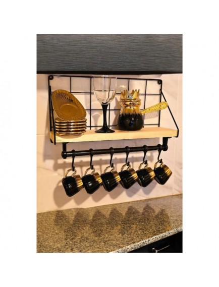Metal Askılıklı Kahve Köşesi Rafı