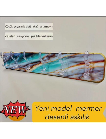 Mermer Desenli Yapışkanlı Askılık