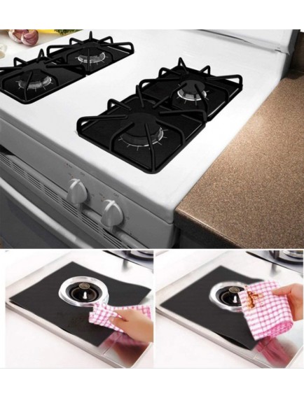Siyah Renk Ocak Koruyucu Folyo Yanmaz Yapışmaz 4'lü Set